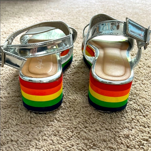 Silver Platform Sandals with Rainbow Soles - Picture 6 of 7